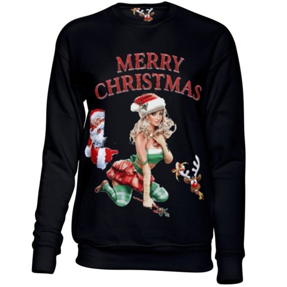 SBC Merry Christmas Long Sleeve Black Sweatshirt - Picture 1 of 1